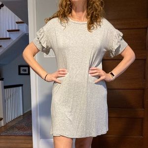 Simply Southern grey cotton dress with ruffled sleeves